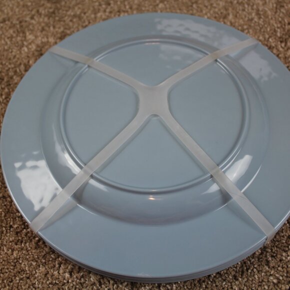 Soho Loft Melamine Dinner Plates Light Blue Swirl Rustic Set of 4 11" NWT RARE - Picture 6 of 7